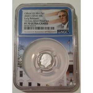 2020 S Silver Roosevelt Dime Proof PF70 UC NGC ER White House Frame Holder